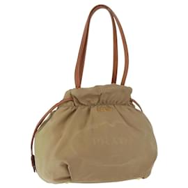Prada Tote Bag aus Nylon in Beige und Gold Auth bs32789