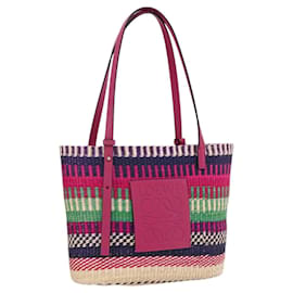 LOEWE Anagramm Tote Bag Raffia Leder Rosa Mehrfarbig Auth LNZ404SAM - Loewe