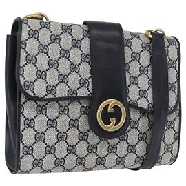 Gucci Bolsa de Ombro GG Supreme PVC Navy Gold Auth ep13495