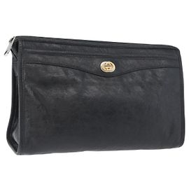 GUCCI Clutch in Pelle Nera Argento 575991 Auth ka2665