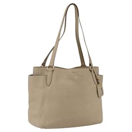 Prada Tote Bag aus Leder Beige Gold Auth gh1849