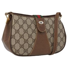 Borsa Gucci Web Sherry Line GG Supreme in PVC Beige Oro 66 02 024 Auth ki6488