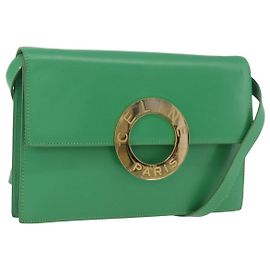 Céline Borsa a Spalla Circle in Pelle Verde Oro Auth LNZ294V