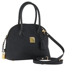 Borsa MCM Logogram Vicetos PVC 2 in 1 Nero Oro Auth gh1799