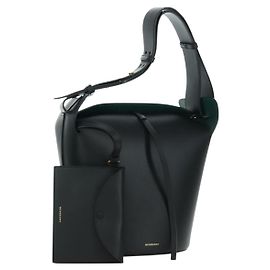 Borsa a secchiello in pelle nera e oro BURBERRY Auth am10807V