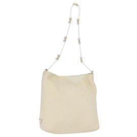 Borsa a spalla PRADA in pelle plastica avorio trasparente Auth 173573