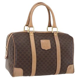 Céline Borsa Boston in tela Macadam CELINE in pelle PVC marrone e oro Auth mr2011