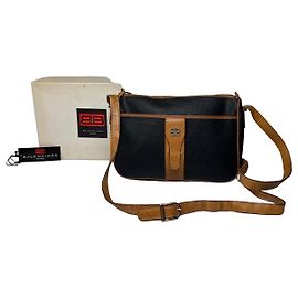 Borsa a spalla in pelle B Monogram vintage Balenciaga nera e marrone