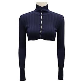 Cardigan corto in crinolina lucida blu navy Alaia - Alaïa