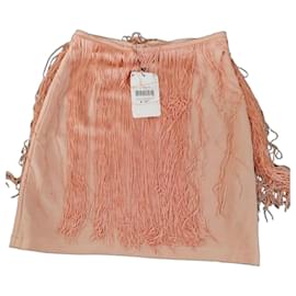 Falda corta con flecos Zara Melocotón