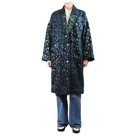 Autre Marque Abrigo de jacquard lurex azul - talla UK 12