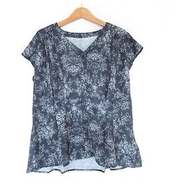 Autre Marque BEAMS HEART Peplum Kurzarmtop aus Toile de Jouy