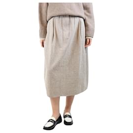Autre Marque Falda midi de mezcla de lino neutra - talla S