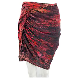 Jupe imprimée en viscose rouge Helmut Lang