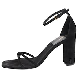 Saint Laurent Schwarze Wildleder-Absatzsandalen - Größe EU 40,5
