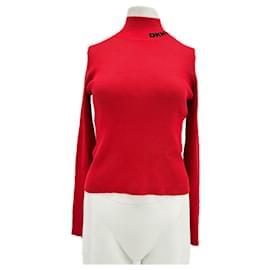 DKNY Jeans Rollkragenpullover Rot mit Logo - Dkny