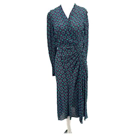 Autre Marque Vestido cruzado de estampado azul