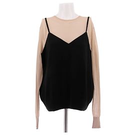 Dries Van Noten Top nude y negro de cachemira