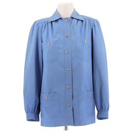 Céline Camicia blu con bottoni dorati