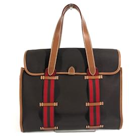 Borsa tote in tela a righe Camoil con logo Hermès