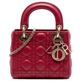 Dior Mini Cannage Lady Dior in agnello rosso