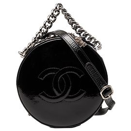 Borsa rotonda in vernice nera Chanel As Earth