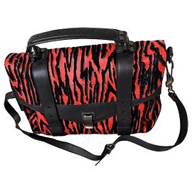 Borsa a mano media in velluto e pelle con stampa zebra PS1 di Proenza Schouler