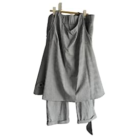 Conjunto de Blusón y Pantalón Corto de Cuadros Blanco y Negro - Autre Marque