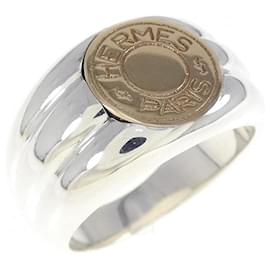Ring Hermès Bague en Corozo Shell Hermes Sellier Métal Argenté ref