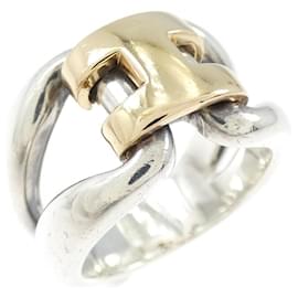 Ring Hermès Bague en Corozo Hermes Métal Argenté Vert ref.1627138