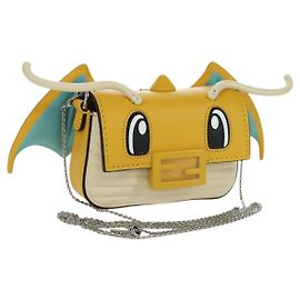 Borsa a secchiello Nano Drago in pelle FENDI x FRGMT x POKMON Gialla Auth 166960SM