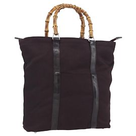 Borsa a mano Gucci Bamboo in tela viola argento 000 3754 0508 Auth 173593