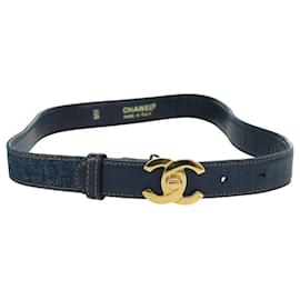 Cintura in denim CHANEL COCO Mark 29,9"" Blu CC Auth LNZ132M