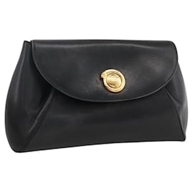 Borsa Clutch in Pelle Cartier Nera Oro Auth bs33557