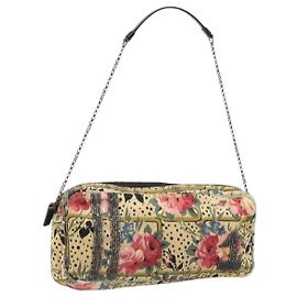 Borsa a Spalla con Catena Christian Dior Satin Beige Auth 168326A