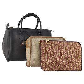 Borsa in tela a nido d'ape Christian Dior Trotter in pelle PVC 3 pezzi beige Auth ep12961