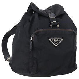 Zaino PRADA in nylon blu navy argento Auth bs33304