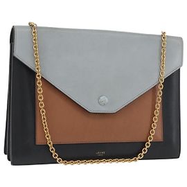 Céline CELINE Grande Borsa a Spalla con Patta in Pelle Multicolore Oro Auth BA11111