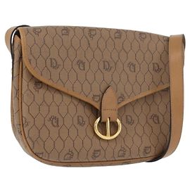 Borsa a spalla in tela a nido d'ape PVC beige oro Christian Dior Auth mr2025