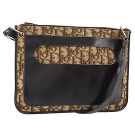 Bolso de Hombro de Lona Trotter Christian Dior Beige Auth LNZ041