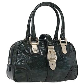 GUCCI Horsebit Handtasche aus lackiertem Leder in Grün und Gold 145772 Auth 172977