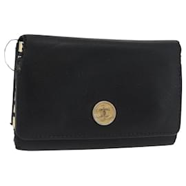 CHANEL Key Case Leather Black CC Auth 172555