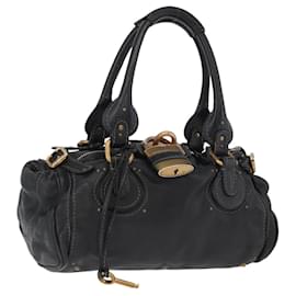 Borsa a mano Chloe Paddington in pelle nera oro argento Auth am10875SAV - Chloé