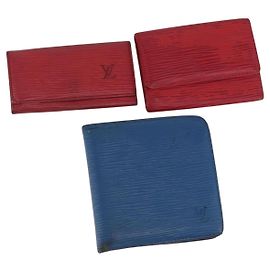 Portafoglio Epi Louis Vuitton 3 Set Rosso Blu LV Auth LNZ371