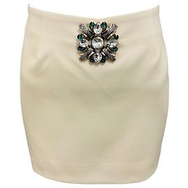 Autre Marque Falda mini de lana twill adornada con cristales Area