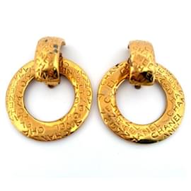 Chanel Vintage Logo Hoop Earrings