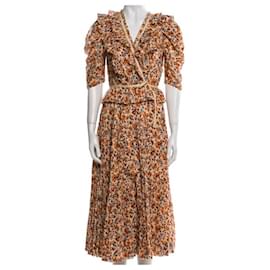 Ulla Johnson Lisette Midi Kleid Orange Baumwolle