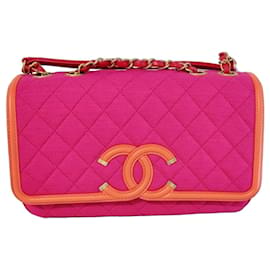 Borsa Chanel Flap Rosa Rosso Arancione Jersey