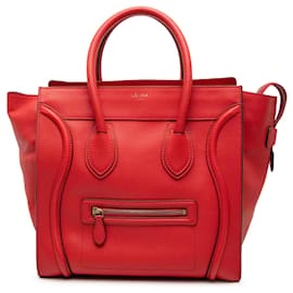 Céline Celine Mini Luggage Tote in pelle di vitello rossa