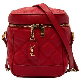 Bolso Vanity acolchado Grain de Poudre rojo de los años 80 de Saint Laurent
